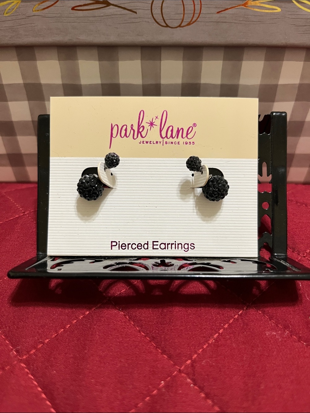 Park Lane Black Crystal Cluster Double Stud Earrings